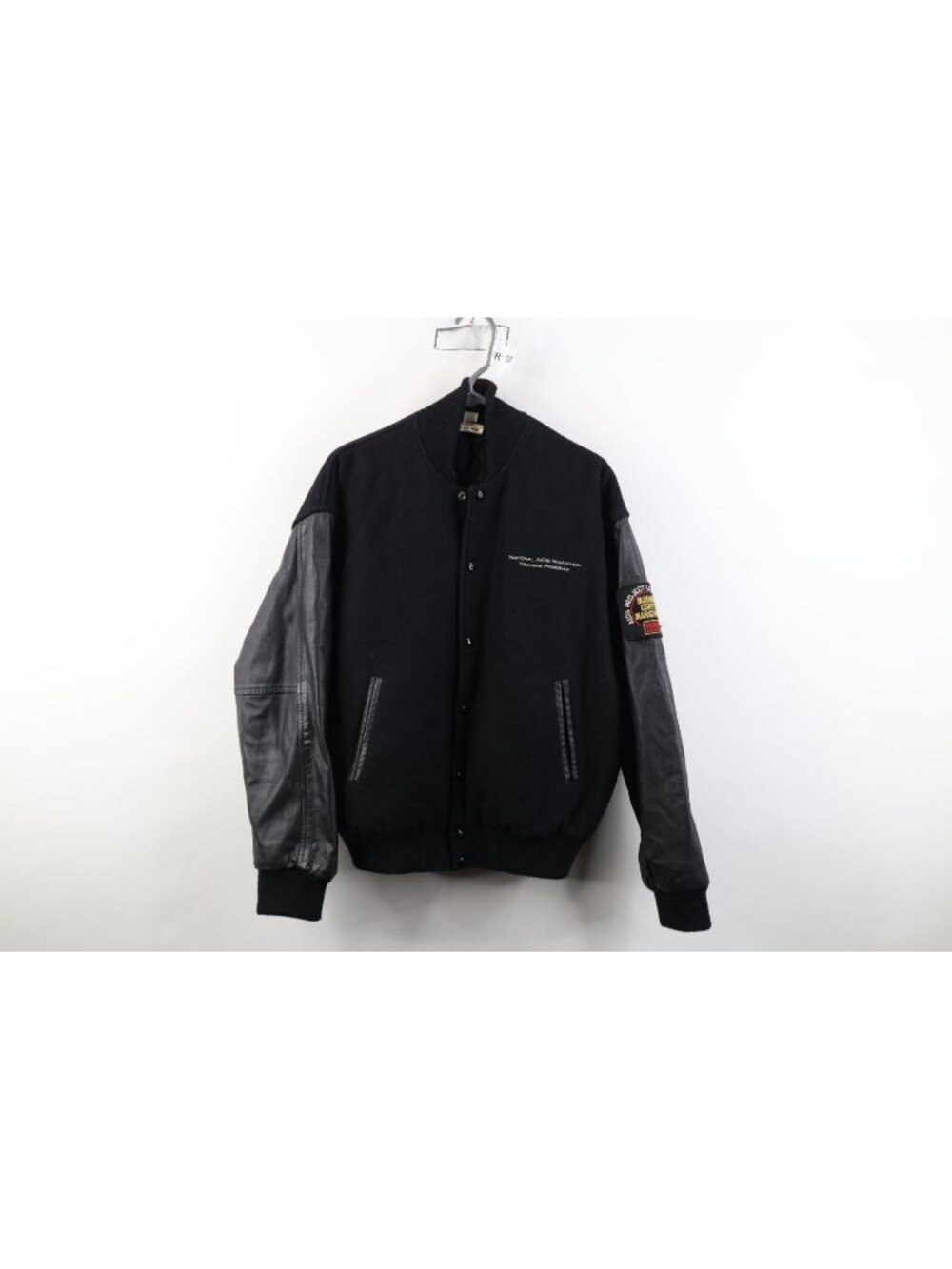 Vtg 90s Mens Large 1999 National Aids Marathon Leather Wool Varsity Jacket USA